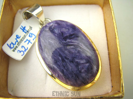 bwe3279 Drogocenny NIEZWYKŁY OKAZ 15G !!!! WISIOR Zawieszka RZADKI Fioletowy CZAROIT z Syberii SYBERIA Srebro 925 #
