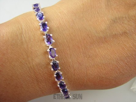 bb3695 Klejnot BOSKO PIĘKNA Tenisówka  dł .20,2cm(19,5cm)  LUX SKARB Bransoleta Szlifowany Ametyst ( 25 sztuk ) - kamień mądrości kasetowe zapięcie SREBRO 925 #