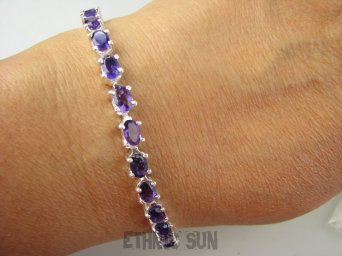 bb3695 Klejnot BOSKO PIĘKNA Tenisówka  dł .20,2cm(19,5cm)  LUX SKARB Bransoleta Szlifowany Ametyst ( 25 sztuk ) - kamień mądrości kasetowe zapięcie SREBRO 925 #