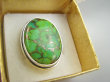 bpe9368 Śliczny UNIKAT !!!! Pierścień Pierścionek intensywnie zielony TURKUS MIEDZIANY MIEDZIOWY r.14 Srebro 925 # - 10