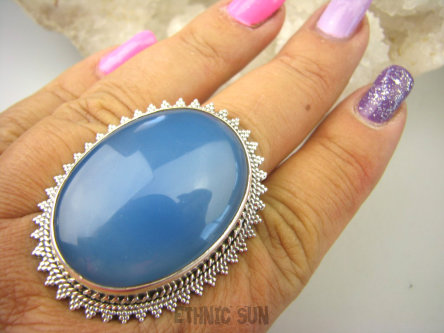 bpe7928 OLBRZYM 28 gramów ! WSPANIAŁY Regulowany Pierścień CHALCEDON (TARCZYCA) r.17, r.18, r.19, r.20, r.21, r.22 , r.23 egzotyczne Srebro 925 #