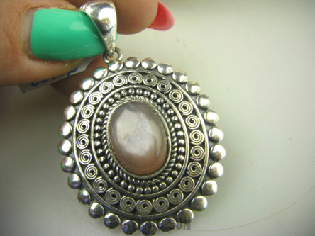 bwe3526 Niezwykły DWUSTRONNY 2 wisiory w 1 WISIOR 18 gramów !!! Naturalny Czekoladowy Kamień Księżycowy i Obsydian Cudo z każdej strony Srebro 925 #