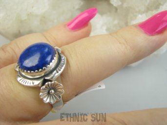 bpe9515 Egzotyczna Piękność !!! Piękny Pierścień Pierścionek królewski Lapis Lazuli - strażnik prawdy i mądrości r.15 Srebro 925 #