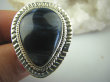 bpe6278 Aksamitny  mieniący się Duży 3,5 cm Pierścień Iskrzący KAMIEŃ BURZY Czarny Niebieski Pietersyt z Namibii - RZADKOŚĆ r.17 i r.18 Srebro 925 # - 5