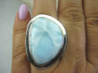 bpe6138 Śliczny Pierścień RZADKI kamień Błękitny Anielski LARIMAR - stawy, serce lęki , otwiera czakrę gardła r.17 Srebro 925 # - 2