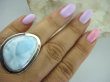 bpe6138 Śliczny Pierścień RZADKI kamień Błękitny Anielski LARIMAR - stawy, serce lęki , otwiera czakrę gardła r.17 Srebro 925 # - 3