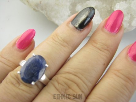 bpee4323 PIĘKNY LUX Pierścień Pierścionek OKAZ Szafir Indyjski WIERNOŚĆ związkach , Stres, choroby oczu ciśnienie Szafiry r.13 Srebro 925