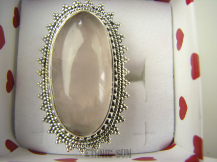 bpe7891 Piękny OKAZ !!!! Egzotyczny Pierścień KWARC Różowy Kamień mocnego SERCA r.17 Srebro 925 #