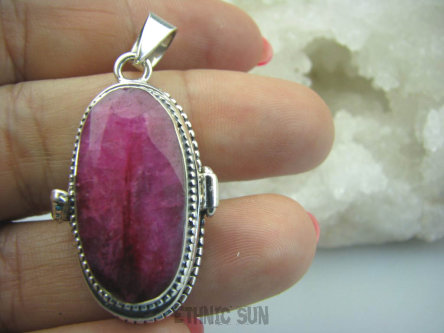 bwee1959 Rubinowe Marzenie !!! Sekretnik MEDALION Na Zdjęcia lub Marzenia Piękny otwierany Wisior Rubin Indyjski Rubiny Srebro 925 #