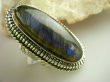 bpe3342 Baśniowy gigant 4,3 cm !!! Wielki Masywny 22 gramy Pierścień Labradoryt - Kamień zorzy polarnej r.20/ r.21 Srebro 925 # - 7