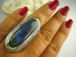bpe3342 Baśniowy gigant 4,3 cm !!! Wielki Masywny 22 gramy Pierścień Labradoryt - Kamień zorzy polarnej r.20/ r.21 Srebro 925 # - 5