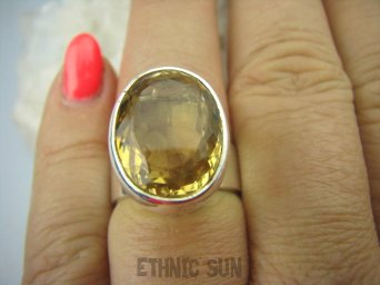 bpee2876 SŁONECZNY KLEJNOT !!! Piękny Pierścień CYTRYN niezwykły szlif OKAZ NAJWYŻSZA JAKOŚĆ KAMIENIA Cytryn - kamień antycukrzycowy r.15 Srebro 925 #