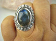 bpe8452 OKSYDOWANY MELONIK !!! Egzotyczny Pierścień Pierścionek Labradoryt Spektrolit - kamień Zorzy Polarnej r.16 Srebro 925 # - 5