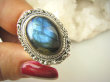 bpe8620 Pierścień Pierścionek Labradoryt Spektrolit - kamień Zorzy Polarnej r.10/ r.11 Mały Rozmiar Srebro 925 # - 3