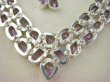 bn1605 LUKSUSOWY DUŻY Komplet biżuterii naszyjnik i kolczyki 85 gramów Przepiękna Duża Kolia Regulowany Naszyjnik Fioletowy Ametyst Srebro 925 # - 12