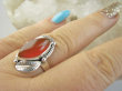 bpe9393 Delikatna piękność śliczny Pierścień Pierścionek czerwony Onyks r.19 Srebro 925 - 12