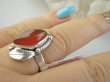 bpe9393 Delikatna piękność śliczny Pierścień Pierścionek czerwony Onyks r.19 Srebro 925 - 5