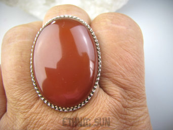 bpe9298 DUŻY 22g! Cudowny Regulowany Egzotyczny Pierścień Pierścionek czerwony ONYKS regeneruje SERCE, EGZEMY,PAMIĘĆ r.19, r.20, r.21 Srebro 925 #