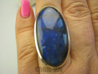 bpe4325 GRANATOWY CZARODZIEJ !!!!  17 gramów !!! Klasyczny Pierścień Labradoryt Spektrolit - kamień Zorzy Polarnej r.18 Srebro 925 #