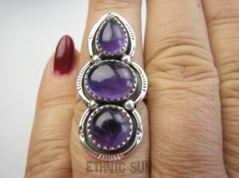 bpe9524 Orientalna Piękność Długi 3.8 cm cudownie zdobiony Pierścień Pierścionek Fioletowy Ametyst Ametysty r.14 Srebro 925 #