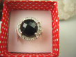bpee3586 CUDOWNY LUX Wysoki Pierścień szlifowany Czarny Onyks - kamień zadaniowy r.18 Srebro 925 # - 11