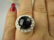 bpee3586 CUDOWNY LUX Wysoki Pierścień szlifowany Czarny Onyks - kamień zadaniowy r.18 Srebro 925 # - 6