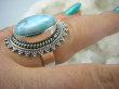 bpe5812 Egzotyczny Pierścień Rzadki Larimar (kamień Anielski ) - stawy, serce lęki, otwiera czakrę gardła r.16/ r.17 Srebro 925 # - 5