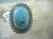bpe5812 Egzotyczny Pierścień Rzadki Larimar (kamień Anielski ) - stawy, serce lęki, otwiera czakrę gardła r.16/ r.17 Srebro 925 # - 9