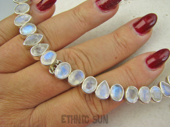 bn1634 Mieniąca Wielobarwna Piękna 39 g !!! Kolia, Naszyjnik REGULOWANA DŁUGOŚĆ szlifowany Kamień Księżycowy Srebro 925 #