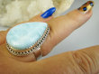 bpe9639 Anielski Pierścień Pierścionek Rzadki Niebieski Larimar (kamień Anielski ) - stawy, serce lęki, otwiera czakrę gardła r.17/ r.18 Srebro 925 # - 4