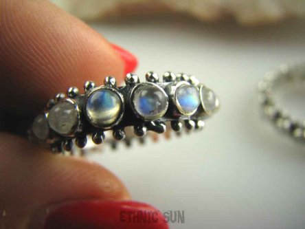 bpe3561 Biżuteria Orientalna !!! Egzotyczna Bardzo Lekka i Wygodna Obrączka Pierścień Kamień Księżycowy r.16 Srebro 925