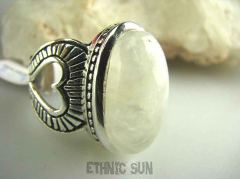 bpe3545 MIŁOSNA KOLEKCJA - KSIĘŻYCOWE SERCE !!!  Wspaniały Masywny Pierścień Kamień Księżycowy r.20/ r.21 Srebro 925 #