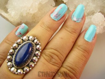 bpe9197 Orientalny Pierścień Pierścionek Królewski Lapis Lazuli - strażnik prawdy i mądrości r.16 Srebro 925 #