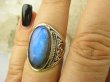 bpe8783 Piękny !!!! Max blask Delikatny Ażurowy Pierścień Granatowo-niebieski  Labradoryt Spektrolit - kamień zorzy polarnej r.15 Srebro 925 - 5