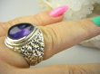 bpe8903 Orientalny Pierścień Pierścionek zdobiona obrączka naturalny AMETYST - kamień mądrości r.17 Srebro 925 # - 2
