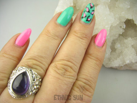 bpe8903 Orientalny Pierścień Pierścionek zdobiona obrączka naturalny AMETYST - kamień mądrości r.17 Srebro 925 #