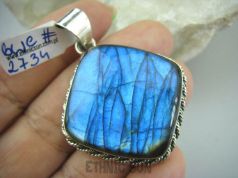 bwe2734 MAX BLASK Magicznie PIĘKNY gruby wisior 22 G! Niebieski LABRADORYT Spektrolit - kamień Zorzy Polarnej SREBRO 925 #