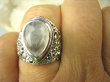 bpe8584 Biżuteria Orientalna !!!! Egzotyczny Pierścień Pierścionek Kamień Księżycowy , zdobiona obrączka r.17 Srebro 925 # - 5