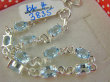 bb3835 BŁĘKITNE CUDO !!!! Przepiękna delikatna Bransoleta Bransoletka z kamieniami młodości - 10 sztuk kamieni BLUE TOPAZ RZADKOŚĆ Srebro 925 # - 8