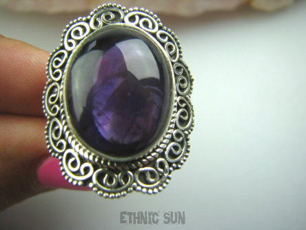 bpe4975 Biżuteria Orientalna !!  Pierścień naturalny AMETYST - kamień mądrości (migrena, bezsenność) r.18 Srebro 925 #