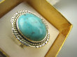 bpe8545 Niezwykły OKAZ Pierścień Pierścionek naturalny TURKUS ARIZONA Turkusy r.18/ r.19  egzotyczne Srebro 925 # - 3