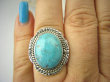 bpe8545 Niezwykły OKAZ Pierścień Pierścionek naturalny TURKUS ARIZONA Turkusy r.18/ r.19  egzotyczne Srebro 925 # - 2
