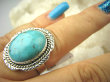 bpe8545 Niezwykły OKAZ Pierścień Pierścionek naturalny TURKUS ARIZONA Turkusy r.18/ r.19  egzotyczne Srebro 925 # - 5