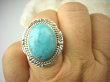 bpe8545 Niezwykły OKAZ Pierścień Pierścionek naturalny TURKUS ARIZONA Turkusy r.18/ r.19  egzotyczne Srebro 925 # - 6
