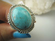 bpe8545 Niezwykły OKAZ Pierścień Pierścionek naturalny TURKUS ARIZONA Turkusy r.18/ r.19  egzotyczne Srebro 925 # - 8