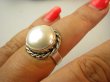 bpee4238 Przepiękny Elegancki Pierścień Pierścionek naturalna PERŁA HODOWLANA Perły r.15 zdobione Srebro 925 # - 2