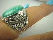 bpe6373 CUDO MALACHIT W ORIENTALNEJ OPRAWIE -  Pierścień zielony MALACHIT - pobudza kreatywność r.16 Srebro 925 # - 10