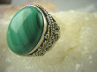 bpe6373 CUDO MALACHIT W ORIENTALNEJ OPRAWIE -  Pierścień zielony MALACHIT - pobudza kreatywność r.16 Srebro 925 # - 4