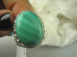 bpe6373 CUDO MALACHIT W ORIENTALNEJ OPRAWIE -  Pierścień zielony MALACHIT - pobudza kreatywność r.16 Srebro 925 # - 7
