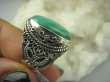 bpe6373 CUDO MALACHIT W ORIENTALNEJ OPRAWIE -  Pierścień zielony MALACHIT - pobudza kreatywność r.16 Srebro 925 # - 8